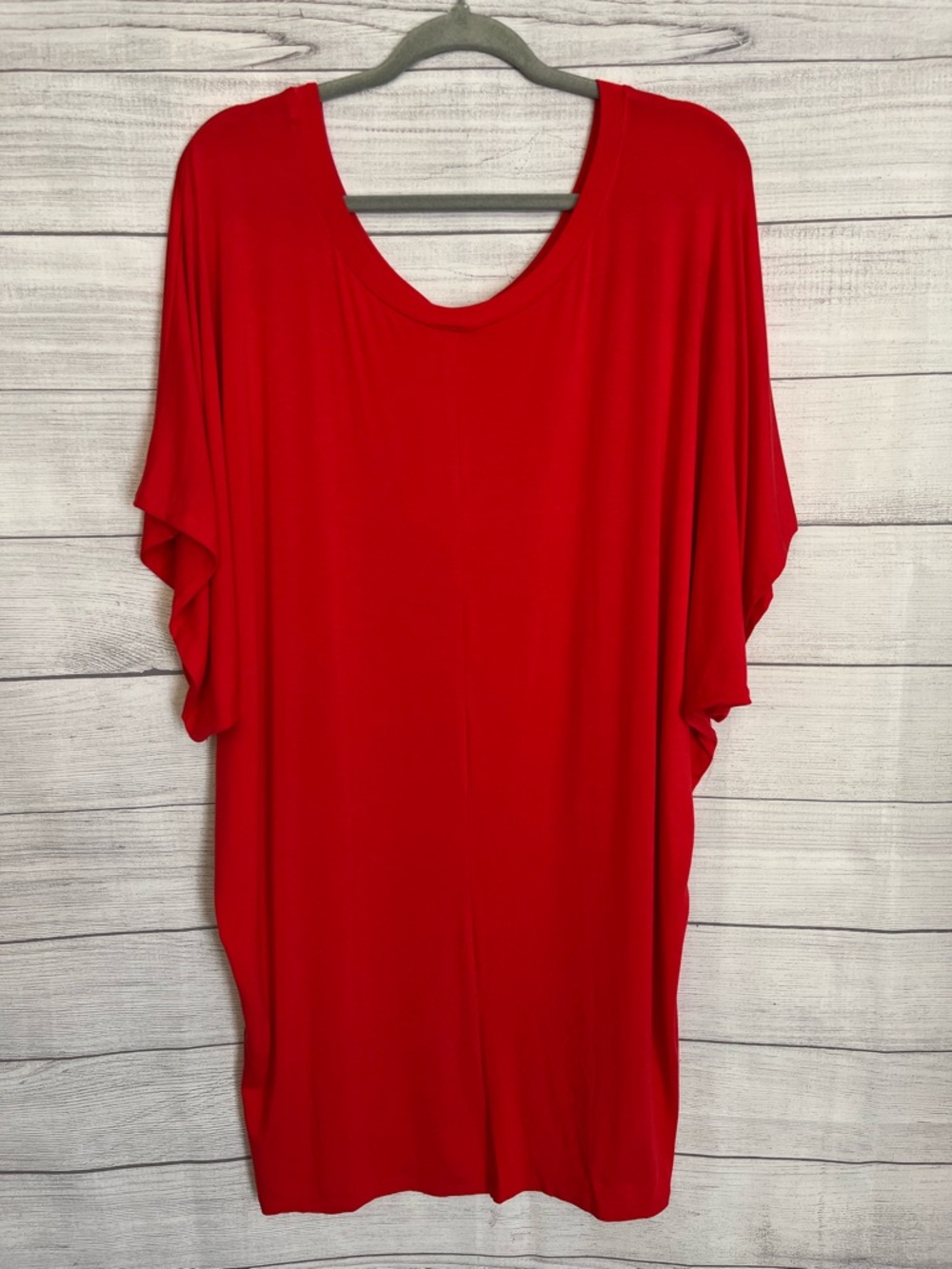 Premium Lock & Love | NWT Red Dolman Sleeve Draped Tunic - Picture 2 of 8